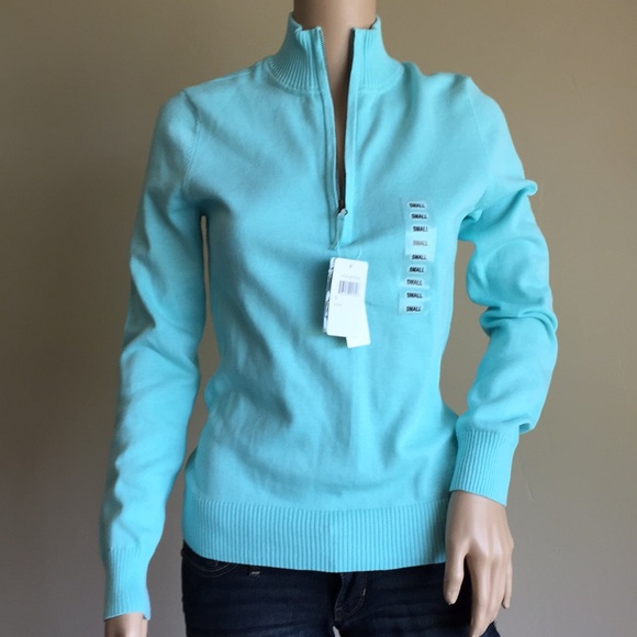 Foxcroft Sweaters - NWT aqua 1/4 zip supima cotton pullover
